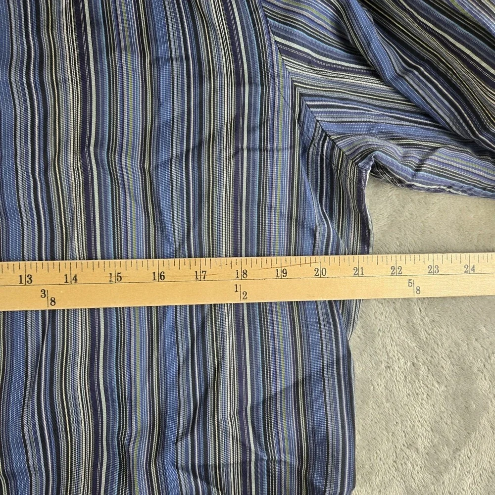 Vintage Banana Republic Shirt Mens Medium 15/15.5‎ Blue Striped Contrast Cuffs